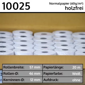 100 Bonrollen 57 46 12 blanko aus Normalpapier | holzfrei