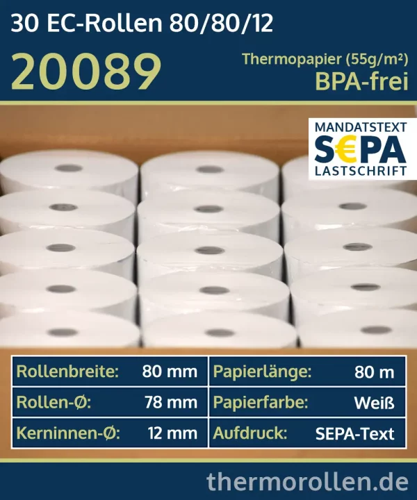 30 EC-Rollen 80 80 12 mit SEPA-Text | BPA-frei