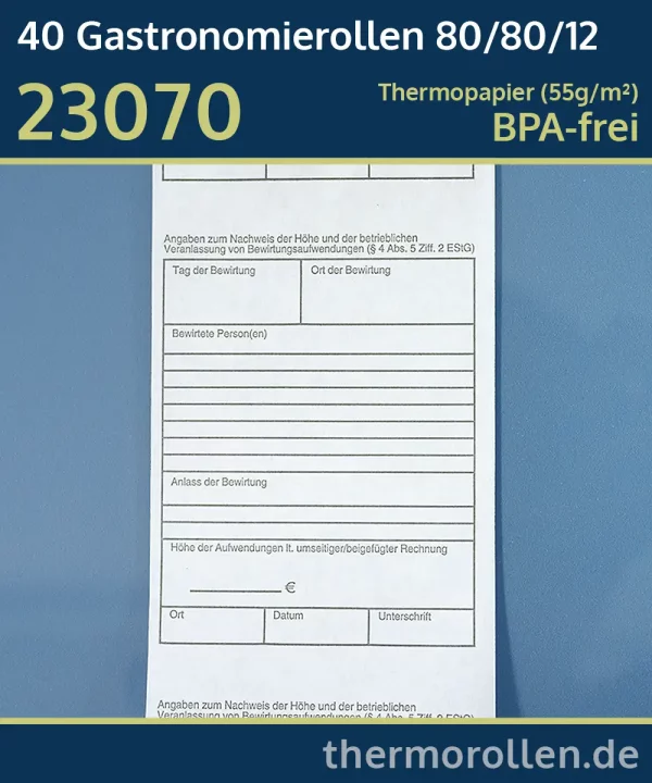 Vordruck Bewirtungsbeleg | Thermorollen 80 80 12 | BPA-frei