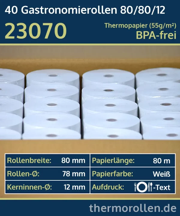 40 Bewirtungsbeleg-Rollen 80 80 12 | BPA-frei