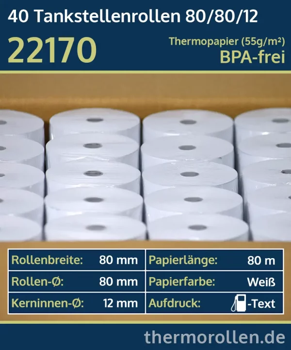 40 Tankstellenrollen 80 80 12 | BPA-frei