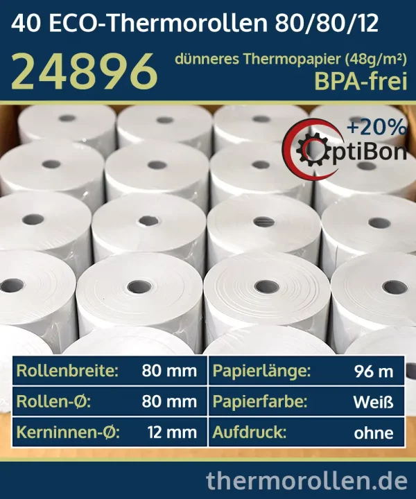 40 Economy-Thermorollen 80 80 12 OptiBon blanko | BPA-frei