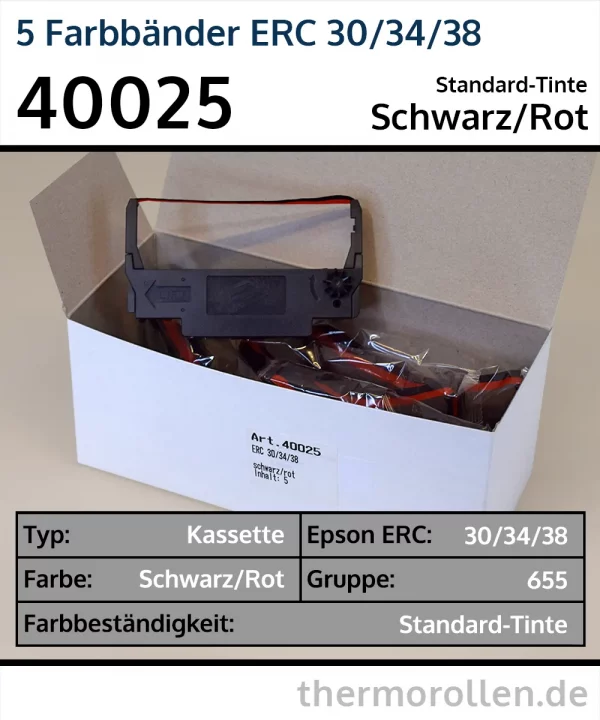 Farbbänder Epson ERC 30/34/38 | Schwarz/Rot