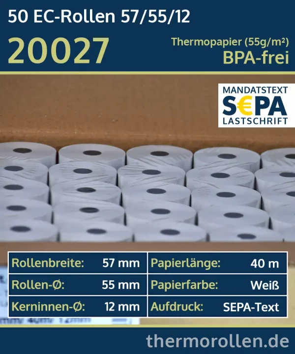 50 EC-Rollen 57 55 12 mit SEPA-Text | BPA-frei