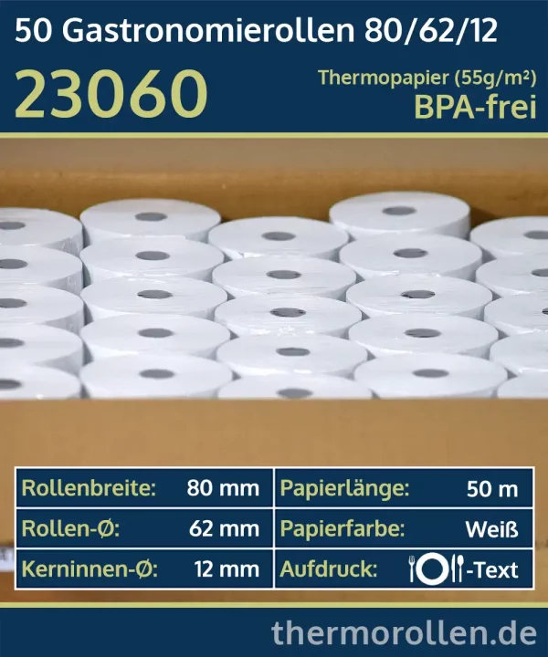 50 Bewirtungsbeleg-Rollen 80 62 12 | BPA-frei