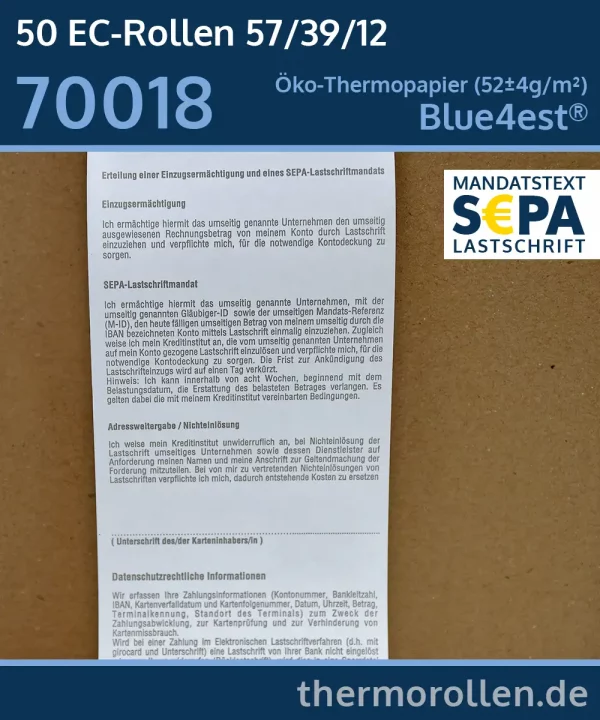Öko-EC-Rollen 57 39 12 - SEPA-Text
