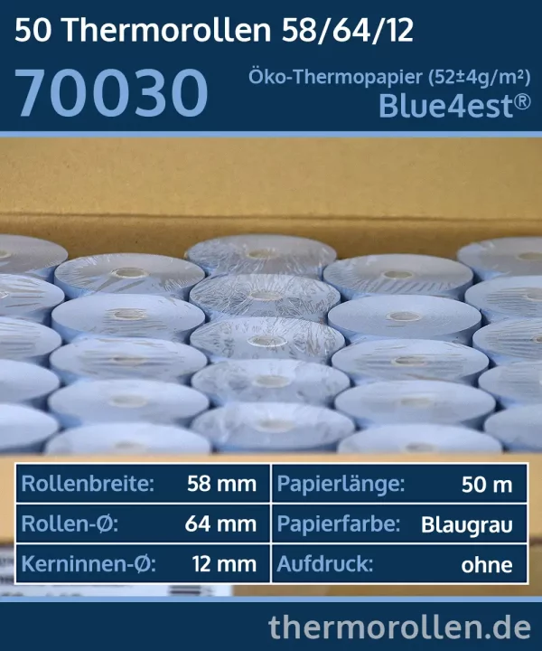 50 Thermorollen 58 64 12 blanko | Blue4est Öko-Thermorollen