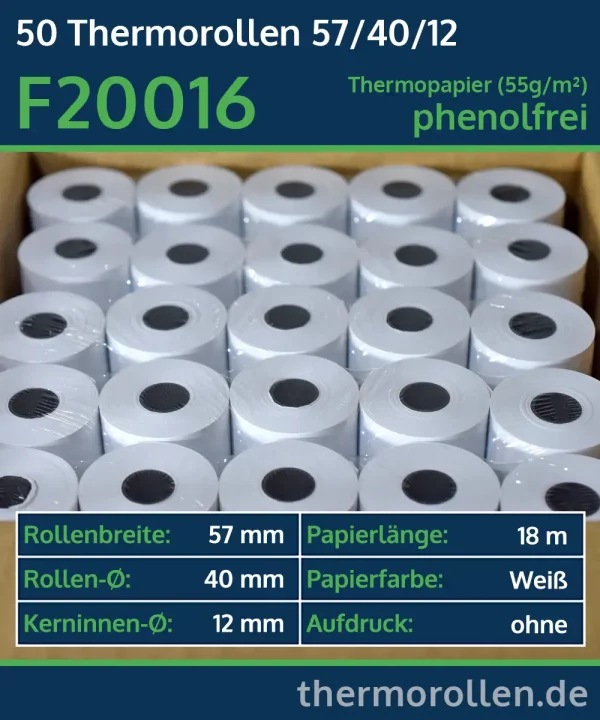 50 kurze Thermorollen 57 40 12 blanko | phenolfrei