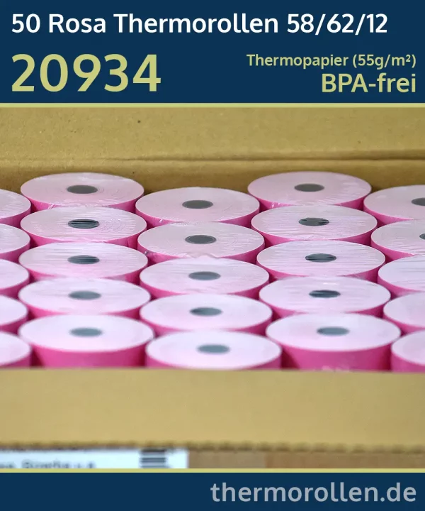 50 rosa Thermorollen 58 62 12 blanko | BPA-frei