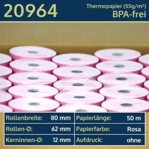 50 rosa Thermorollen 80 62 12 blanko | BPA-frei