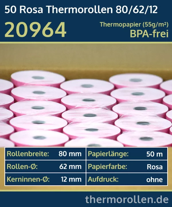 50 rosa Thermorollen 80 62 12 blanko | BPA-frei