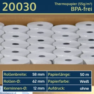 50 Thermorollen 58 62 12 blanko | BPA-frei