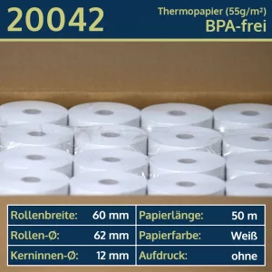 50 Thermorollen 60 62 12 blanko | BPA-frei