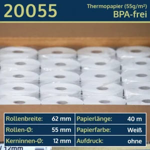 50 Thermorollen 62 55 12 blanko | BPA-frei