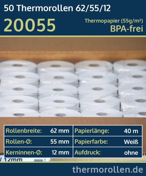 50 Thermorollen 62 55 12 blanko | BPA-frei