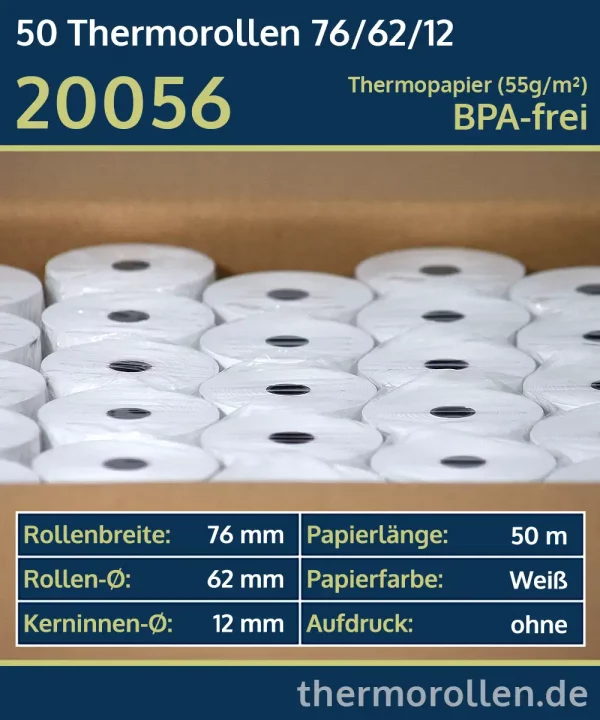50 Thermorollen 76 62 12 blanko | BPA-frei