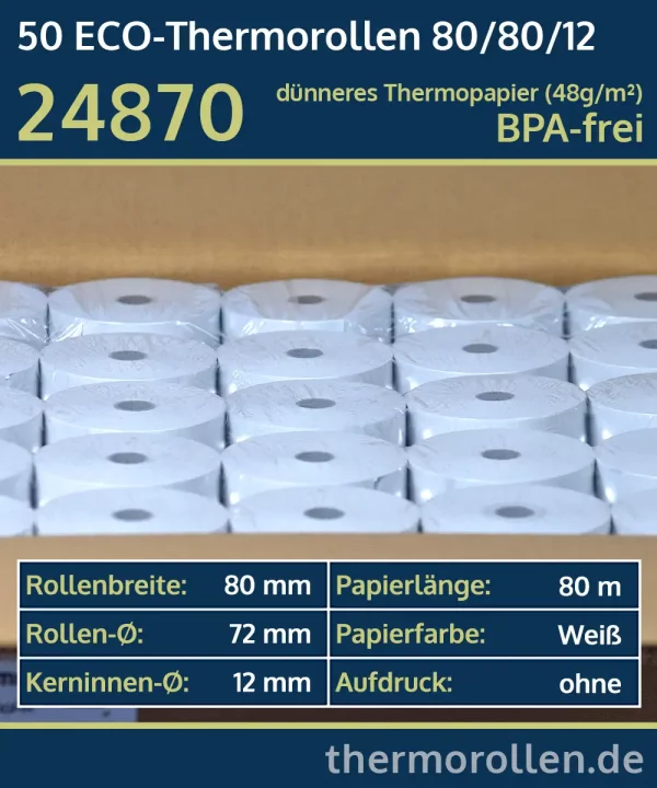 50 Economy-Thermorollen 80 80 12 blanko | BPA-frei