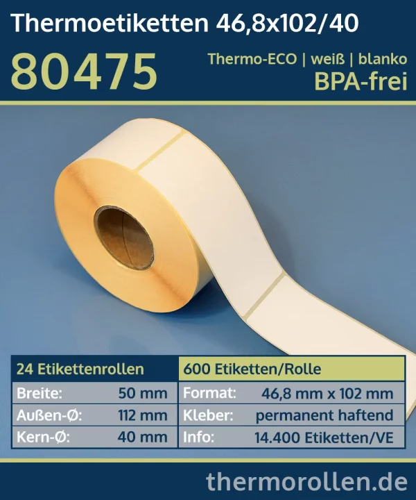 Thermoetiketten 46,8 x 102 / 40 - permanent | Etiketten-Shop