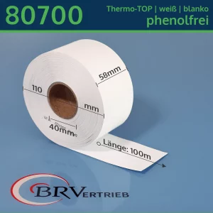 Linerless-Thermoetiketten 58mm x 100m | weiß | blanko | permanent | Thermo-TOP
