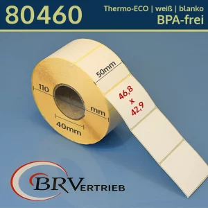 Thermoetiketten 46,8x42,9/40 | weiß | blanko | permanent | Thermo-ECO