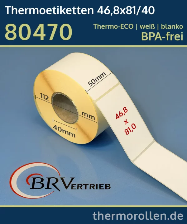 Thermoetiketten 46,8x81/40 | weiß | blanko | permanent | Thermo-ECO
