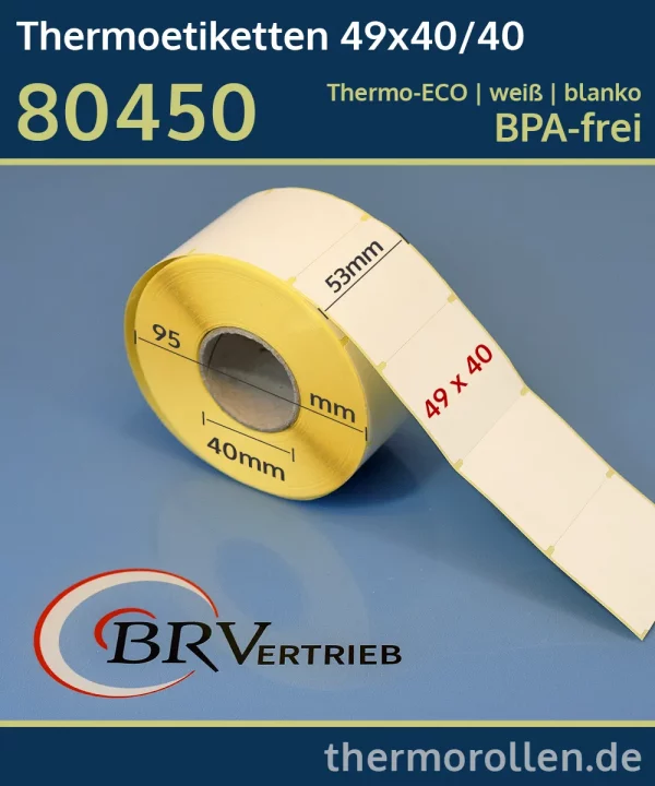 Thermoetiketten 49x40/40 | weiß | blanko | permanent | Thermo-ECO