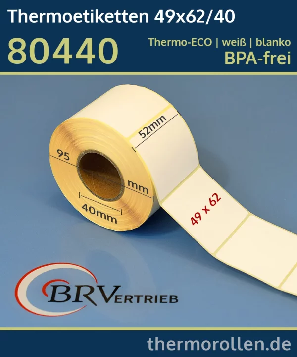 Thermoetiketten 49x62/40 | weiß | blanko | permanent | Thermo-TOP