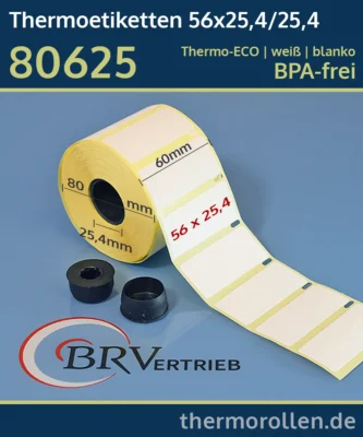 Thermoetiketten 56x25,4/25,4 | weiß | blanko | ablösbar | Thermo-TOP