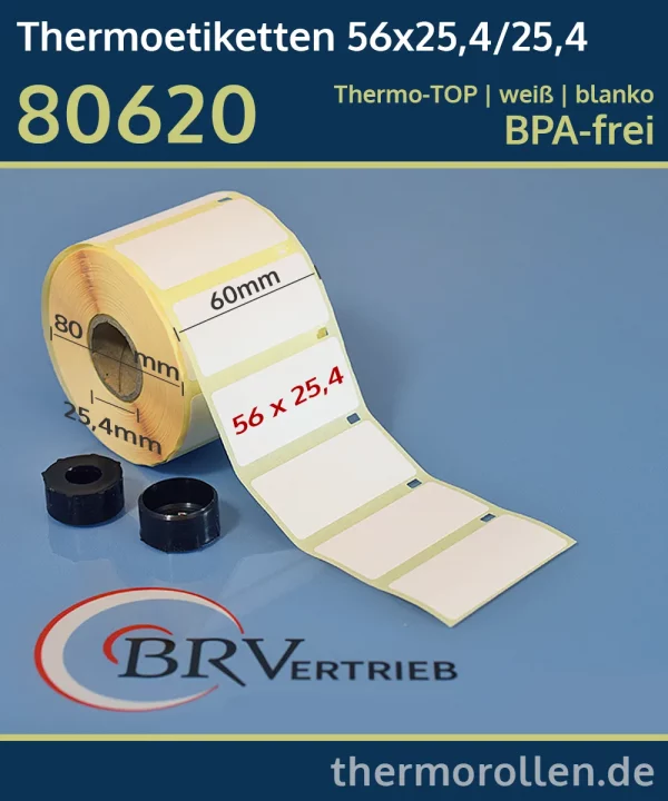 Thermoetiketten 56x25,4/25,4 | weiß | blanko | permanent | Thermo-TOP