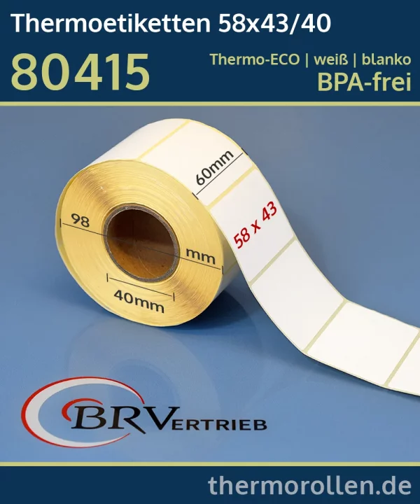 Thermoetiketten 58x43/40 | weiß | blanko | permanent | Thermo-ECO