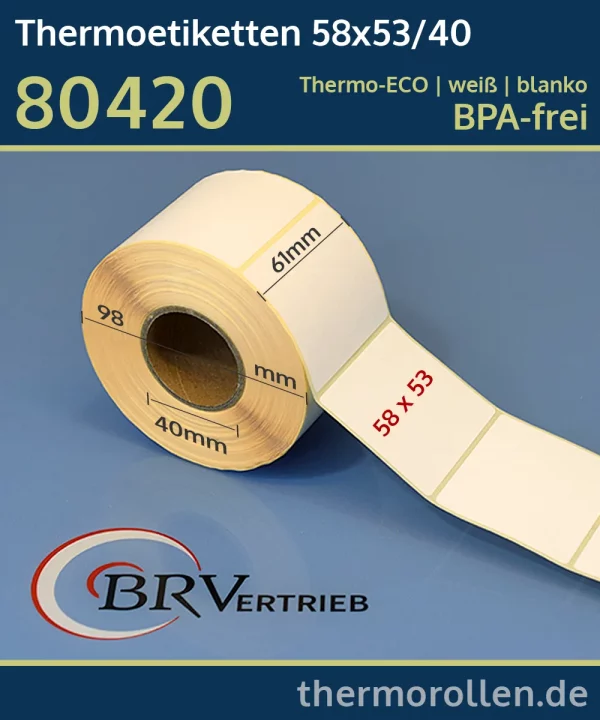 Thermoetiketten 58x53/40 | weiß | blanko | permanent | Thermo-ECO