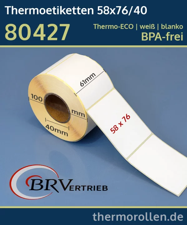 Thermoetiketten 58x76/40 | weiß | blanko | permanent | Thermo-ECO