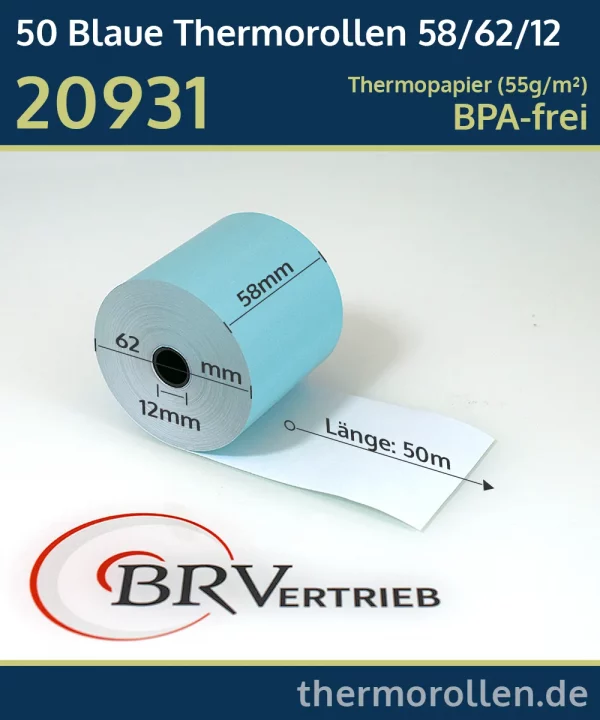 Blaue Thermorollen 58 62 12 blanko | BPA-frei