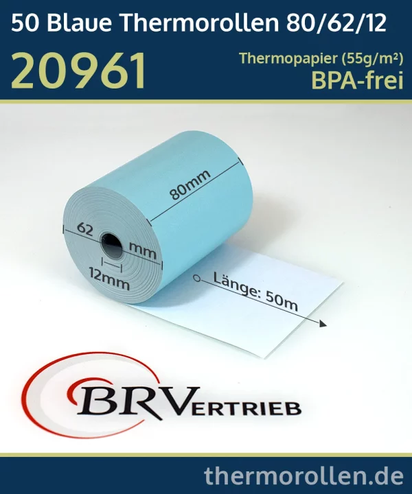 Blaue Thermorollen 80 62 12 blanko | BPA-frei