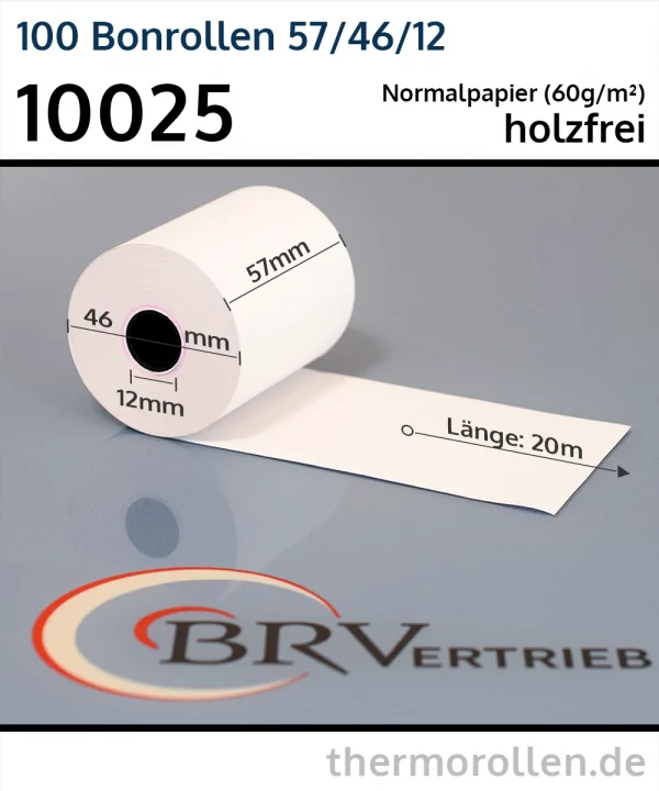 Normalpapierrollen 57 46 12 blanko | holzfrei