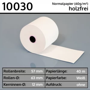Normalpapier-Bonrollen 57 63 12 blanko | holzfrei