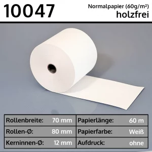 Normalpapier-Bonrollen 70 80 12 blanko | holzfrei
