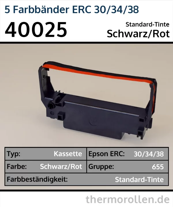 Farbband Epson ERC 30/34/38, Gruppe 655 | Schwarz/Rot