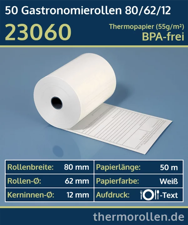 Bewirtungsbeleg-Thermorollen 80 62 12 | BPA-frei