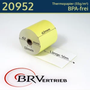 Gelbe Thermorollen 62 62 12 blanko | BPA-frei