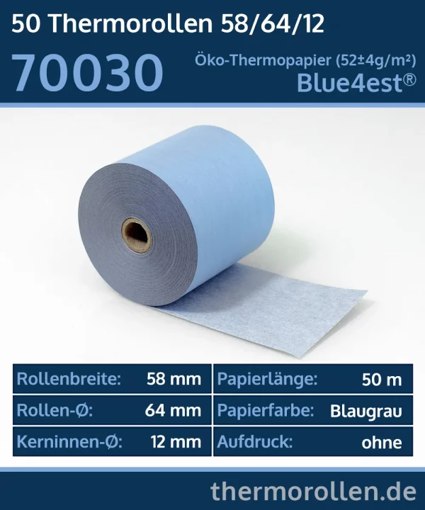 Thermo-Bonrollen 58 64 12 blanko | Blue4est Öko-Thermorollen