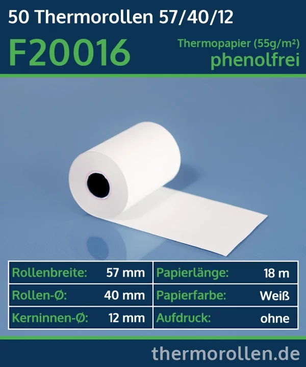 Kurze Thermo-Bonrollen 57 40 12 blanko | phenolfrei