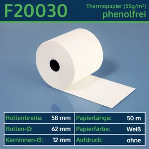 Thermo-Bonrollen 58 62 12 blanko | phenolfrei