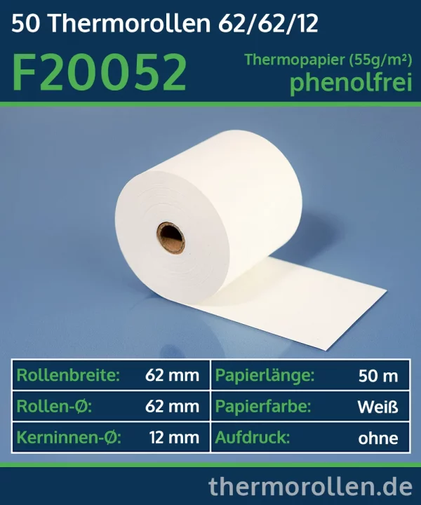 Thermo-Bonrollen 62 62 12 blanko | phenolfrei