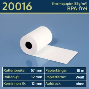 Thermo-Bonrollen 57 39 12 blanko | BPA-frei