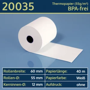 Thermo-Bonrollen 60 55 12 blanko | BPA-frei