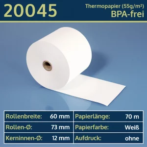 Thermo-Bonrollen 60 73 12 blanko | BPA-frei