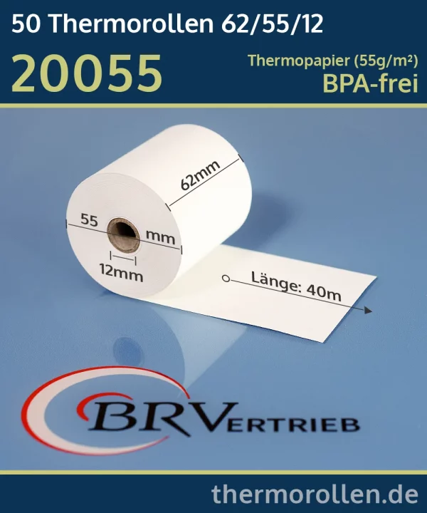 Thermorollen 62 55 12 blanko | BPA-frei