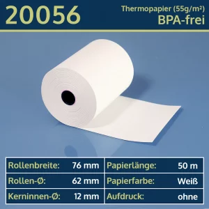 Thermo-Bonrollen 76 62 12 blanko | BPA-frei