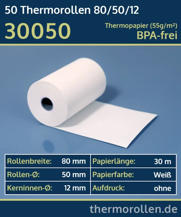 Thermo-Bonrollen 80 50 12 blanko | BPA-frei